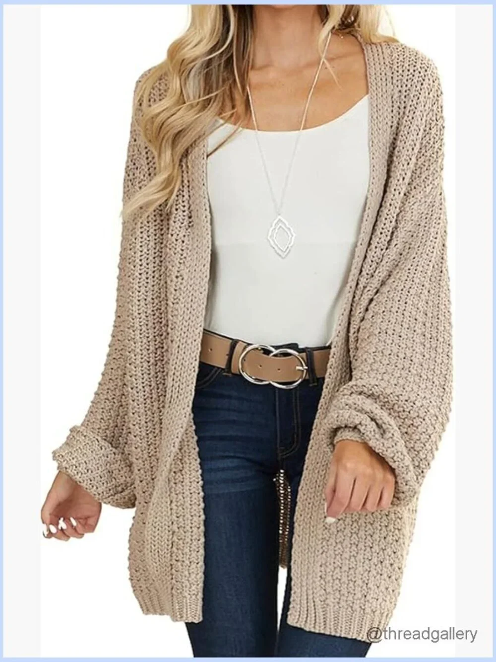 Chunky Knit Long Sleeve Open Front Cardigan Sweater
